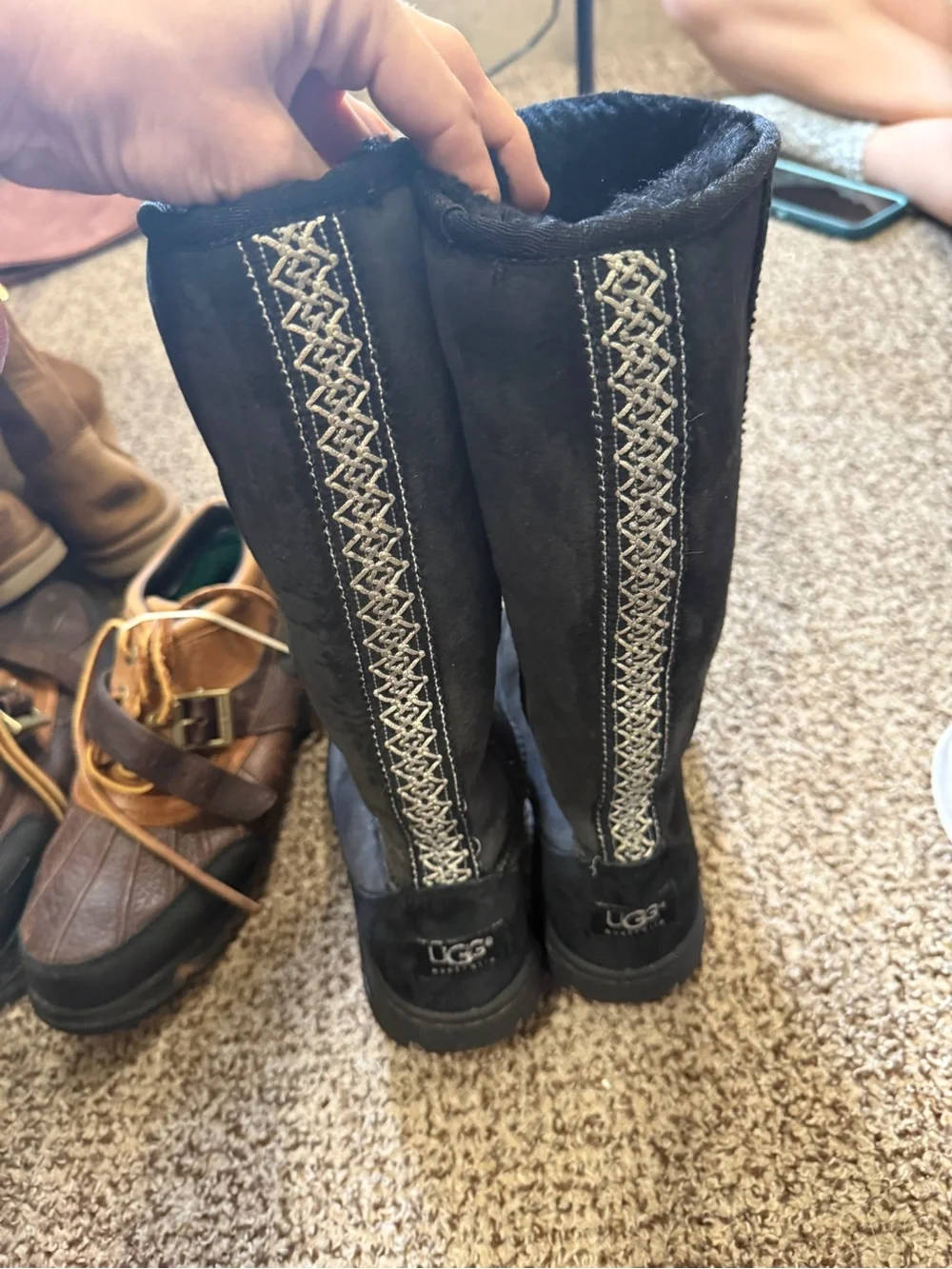 UGG Black Tall Suede Winter Boots